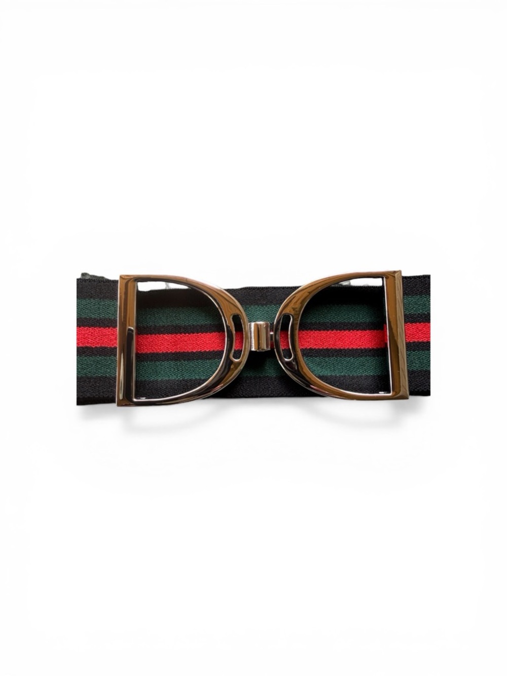 NWT Luxequine 1 1/2” Wide Black Red & Green Striped Belt w/ Gold Stirrup Buckle